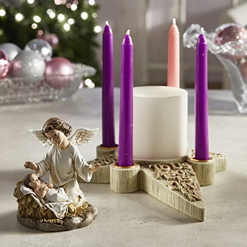 Cbc Group Avalon Gallery - Sculpted Resin Advent And Christmas Candle Holder, 2-Piece, Angel Nativity Wreath #TOP7