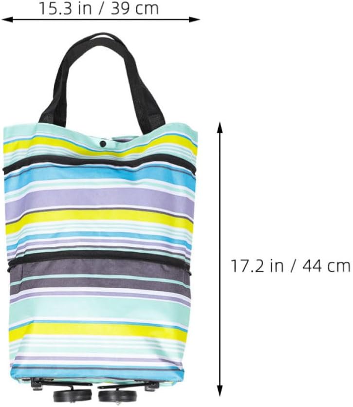 2pcs Foldable Shopping Cart Grocery Bag on Wheels with Handle | 600d Oxford Cloth, Mdf Frame, Polyester Lining, Pp Details, Versatile Design, Easy to Store and Carry