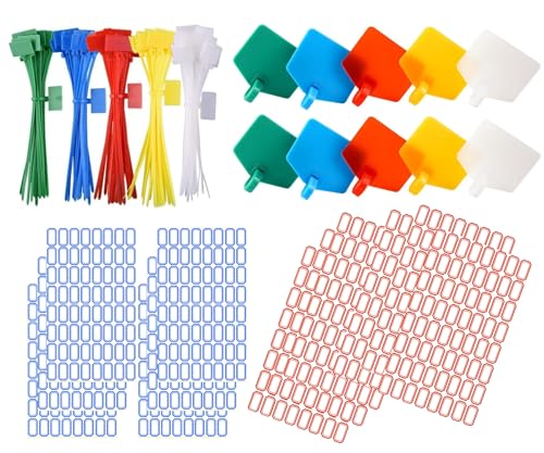 HUAZIZ 250 Piezas Bridas de Cables, Bridas Sujetacables con 768 Etiquetas, Colores Bridas de Plastico, Etiquetas De Cable Autoblocantes para Gestión de Cables, Marcado y Organización