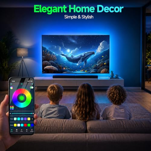 Image of Daymeet Led Lights for TV, 16.4ft TV Led Lights Led Backlight for 65-85 inch, TV Led Strip Lights,RGB Color Changing Led TV Light with Remote, Music Sync Bluetooth APP Control USB Christmas Lights