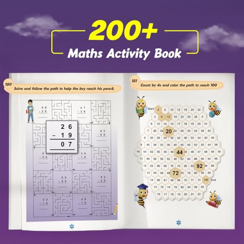 Image of Maths Activity Book for Kids, 200+ Single & Double-Digit Addition & Subtraction Book with 500+ Free Worksheets, Early Learning Book for 3-7 Years