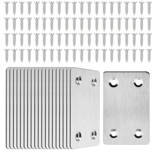 Image of Serplex 20Pcs Metal Mending Plate Brackets 2.4x1.5in, 1.3mm