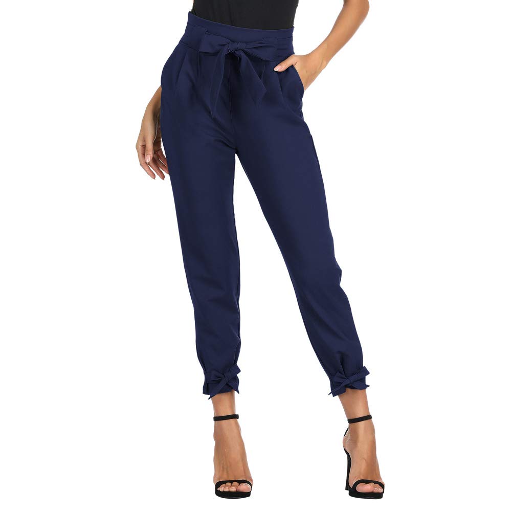 GRACE KARIN Pantalon Crayon Femme Taille élastique Bow-Knot Mode Coupe Slim