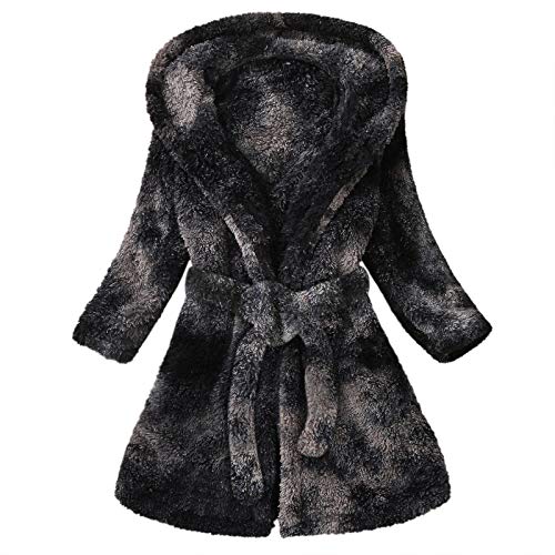 Baby Girls Boys Bathrobe, Kids Baby Boys Girls Hooded Thick Warm Flannel Fleece Bathrobe Pajamas Sleepwear 1-6 Years Black