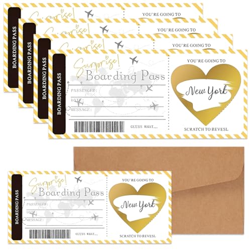 OIXEYA 5PCS Carte à gratter voyage surprise | Chèque cadeau surprise personnalisation destination, Carte a Gratter Personnalisable, carte d'embarquement à gratter, billet avion, annonce anniversaire