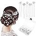 48 Pack 5 Styles Wedding Bridal Hair Pins Hair Accessories Gift, Prom Pearl Rhinestone Hair Pins Crystal Flower Hair Clips Hair Jewelry for Brides Women