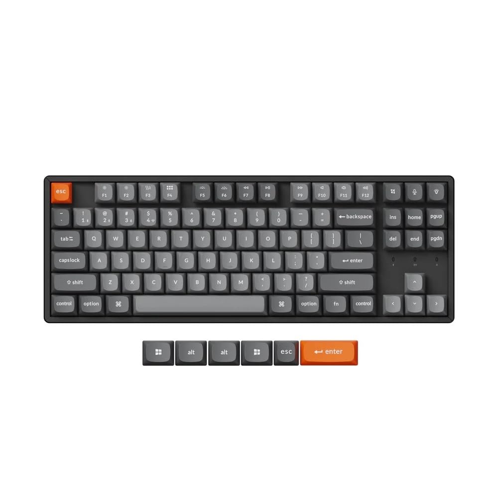 Keychron K8 MAX Tastiera meccanica wireless, 2,4 GHz/Bluetooth/USB-C, LED bianco, QMK/VIA, Macro programmabili, PBT Keycaps, Per Mac Windows, Super Red Switch