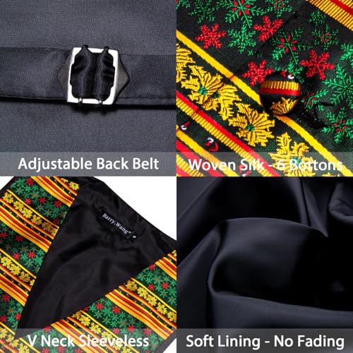Image of Barry.Wang Mens Red /Green Christmas Suit Vest Holiday Xmas Waistcoat Tie Set Party Tuxedo
