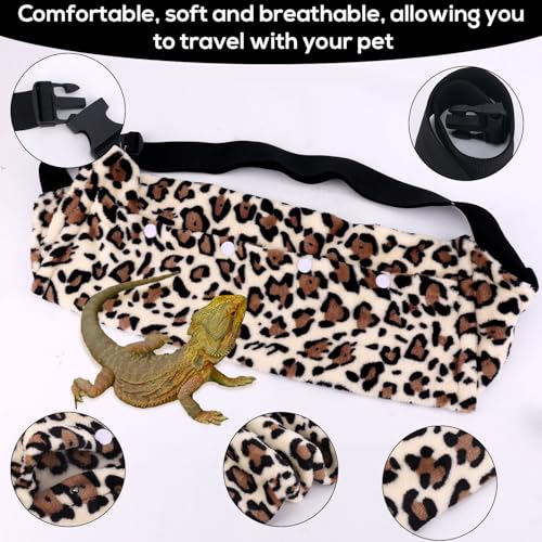 Image of Bearded Dragon Backpack and Leash with Wings, Leather Adjustable Lizard Leash Reptile Carrier Harness Pet Reptile Backpack with Wing Accessories for Outdoor Walking Travel Rest