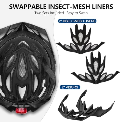 Image of KINGBIKE Bike Helmet with USB Rechargeable Light & Replacement Pads & Visor (Gray Neon Pink, M(52-56CM))