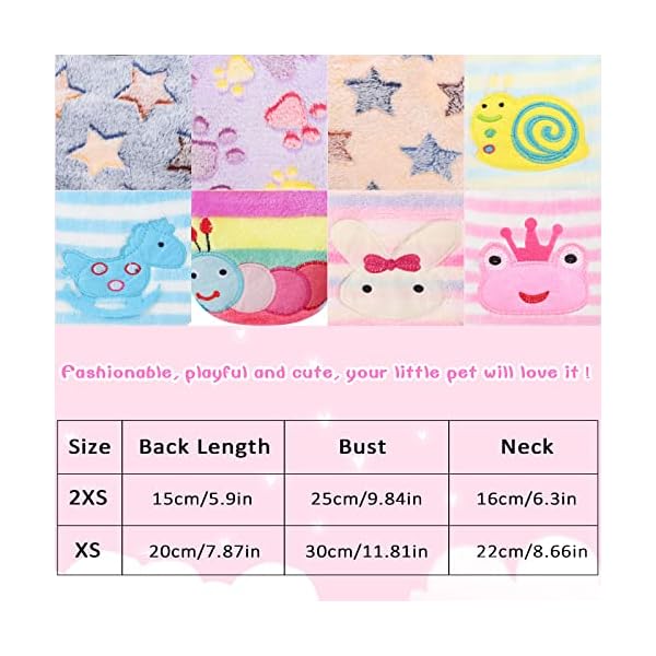 8 pieces warm pet shirts for dog rabbit cat puppy bunny clothes with caterpillar horse star pattern cute soft flannel pet sweater comfortable pet costume boy girl kitten puppy chihuahua animals (xxs) - image 3