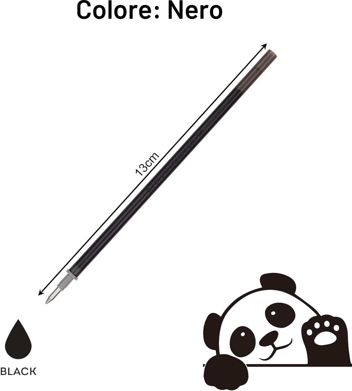 Ricariche Penna Gel Cancellabile 0,7 mm Altezza 13 cm Compatibili Legami Confezione 12 Nero