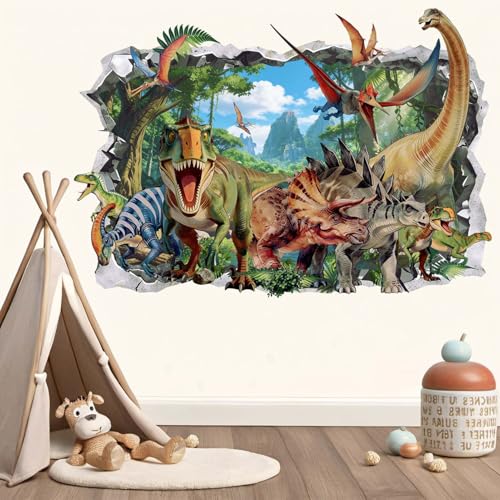 Dinosaur Wall Decals for Boys Kids: Removable Peel and Stick Vinyl Wall Stickers for Nursery Boys Room Kids Bedroom Decor Ages 0-12 Years with Easy Application