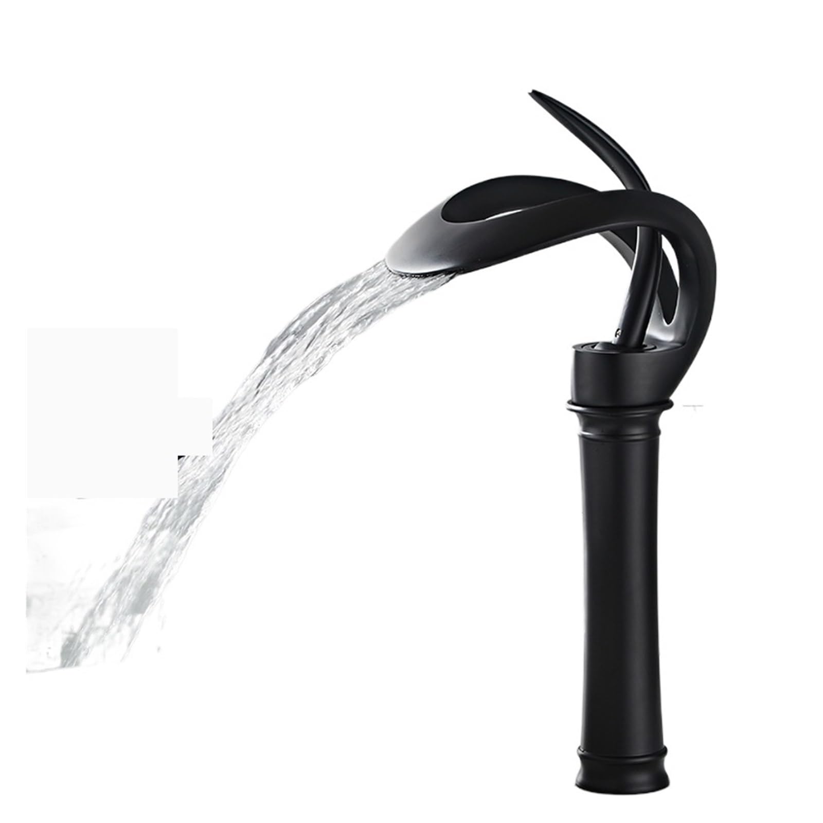 Kitchen Faucets, Creative Single Hole Waterfall Style Washbasin Faucet, Hot and Cold Bathroom Cabinet, All Copper Household(Black B)