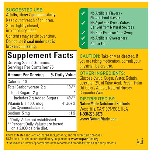 Nature Made Vitamin B12 Gummies 1000 mcg per Serving, 150 Gummy Vitamins - image 8