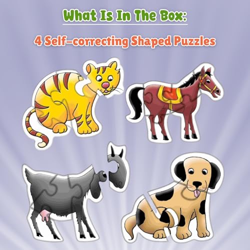 Image of Creative's Early Puzzles - Domestic Animals Puzzle | Educational Game | Fun to Learn Game | Knowledge of Domestic Animals (Dog, Cat, Horse & Goat) for 3 & Up Kids