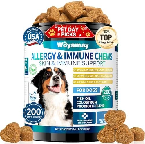 Dog Allergy Chews for Dog Itching Skin Relief, 200 Dog Allergy Re...