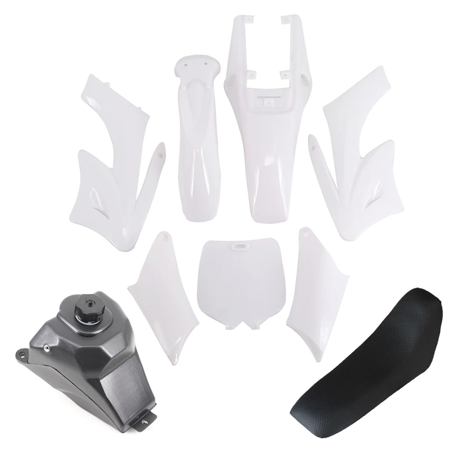 Wivplex Motorrad-Kunststoffabdeckung, Verkleidungs-Sets, Kotflügel, Kotflügel, for Seat Apollo 47 49cc Motor 2-Takt Kinder Dirt Pocket Bike Zubehör Verkleidungsschale(White Kit)