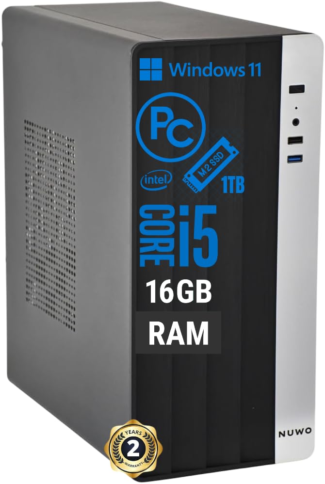 Migliori PC desktop assemblati intel i5 Pc Fisso i5 intel core i5-8500 Cpu fino a 4.10ghz, 16gb Ram Ddr4, Ssd M.2 da 1TB, Wifi Incluso, Windows 11 Pro, Office 2019, Computer PC Desktop completo per ufficio,casa pronto all'uso