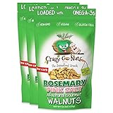 Crazy Go Nuts Walnuts - Rosemary Pink Salt, 4.5 oz (3-Pack) - Healthy Snacks, Keto, Vegan, Low Carb, Gluten Free, Superfood - Natural, Non-GMO, ALA, Omega 3 Fatty Acids, Good Fats, and Antioxidants