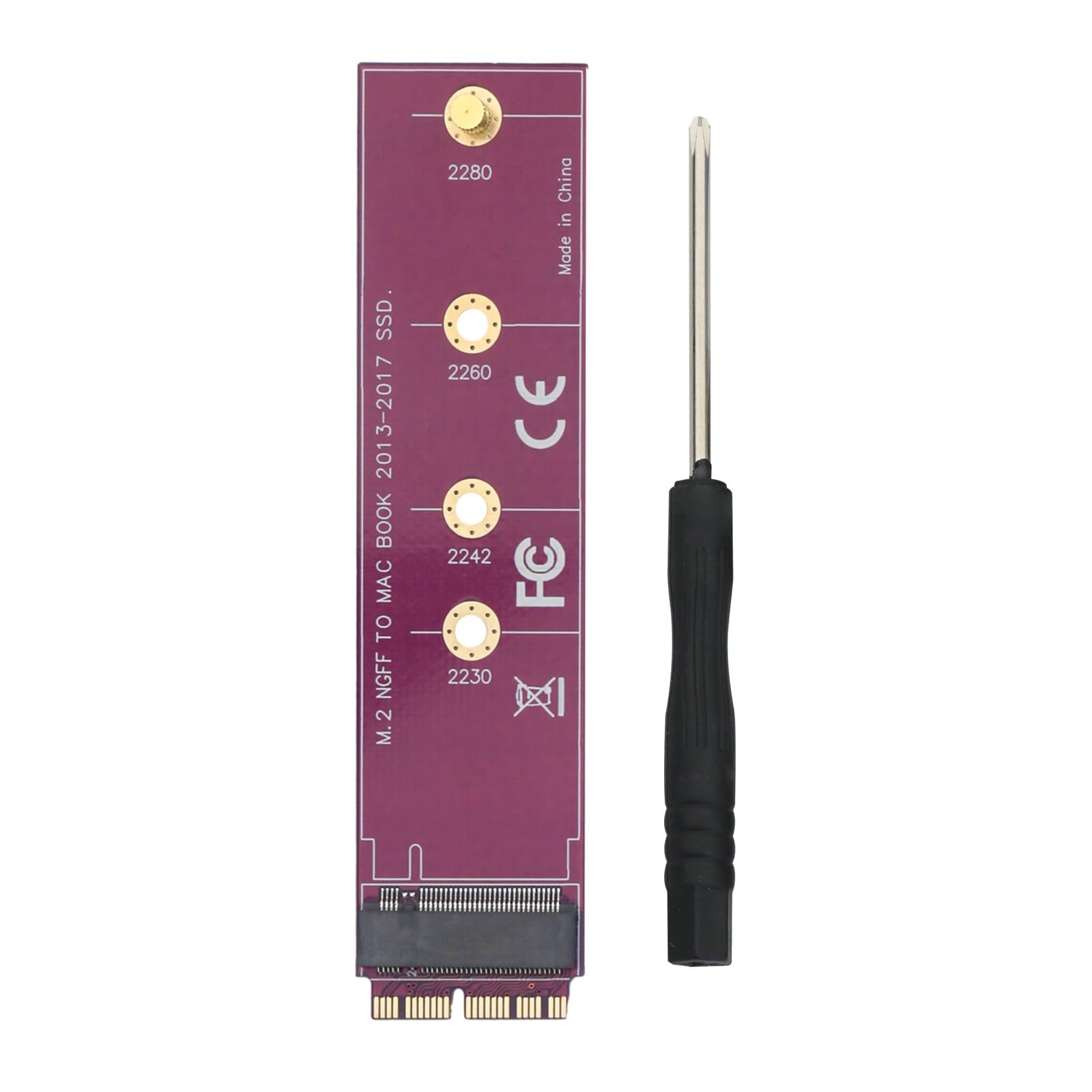 suckoo for MacBook Air Pro 2013-2017 A1465 A1466 A1398 A1502 12+16Pin to NVME M-Key M.2 PCI-E 4.0 3.0 SSD Hard Drive 2230 2242 2260 2280 Adapter Expansion Board Upgrade Converter Purple