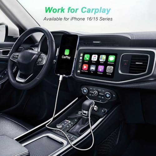 Car Carplay Cable for iPhone 15/16/17 Charger Cord,USB A to USB C Fast Charging Cable 3FT 2Pack Compatible for Apple 17 Pro Max/16 Plus/for IPad Pro 12.9/11/Air 5th/4th Mini Gen Type C Charge - 1