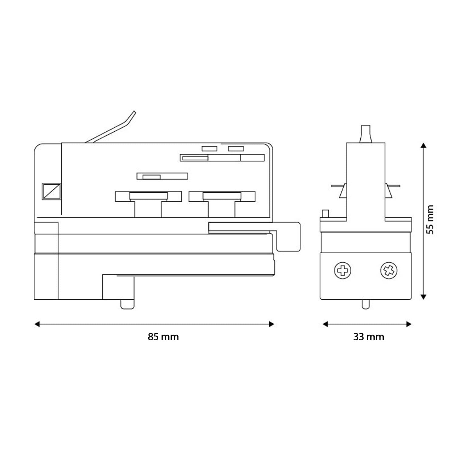 CLE 3 Phasen Stromschienenadapter schwarz mit 5m Kabel und Endhülsen Staff Erco SLV Eutrac Hoffmeister Global Adapter