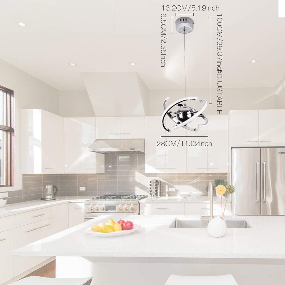 23 W LED de techo colgante, moderna lámpara de araña, luz de techo, CA85 – 265V, 4000 K luz natural, tubo y cordón ajustable 5