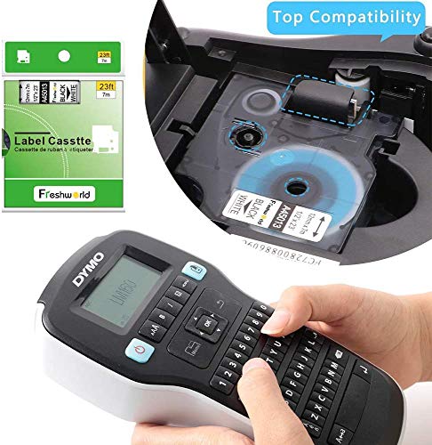 Freshworld 6-Pack Compatible Dymo D1 Label Tape Replacement For Dymo Label Maker Refills D1 45013 45010 45016 45017 45018 45019 Label,For Dymo Labelmanager 160 280 Pnp 360D 210D 420P, 1/2 Inch X 23 Ft #TOP1