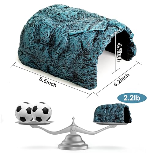 Hide Cave Aquarium Decorations-Premium Resinous Natural Hideout Fit for Aquariums & Terrariums, Reptiles, Amphibians, Fish Playground