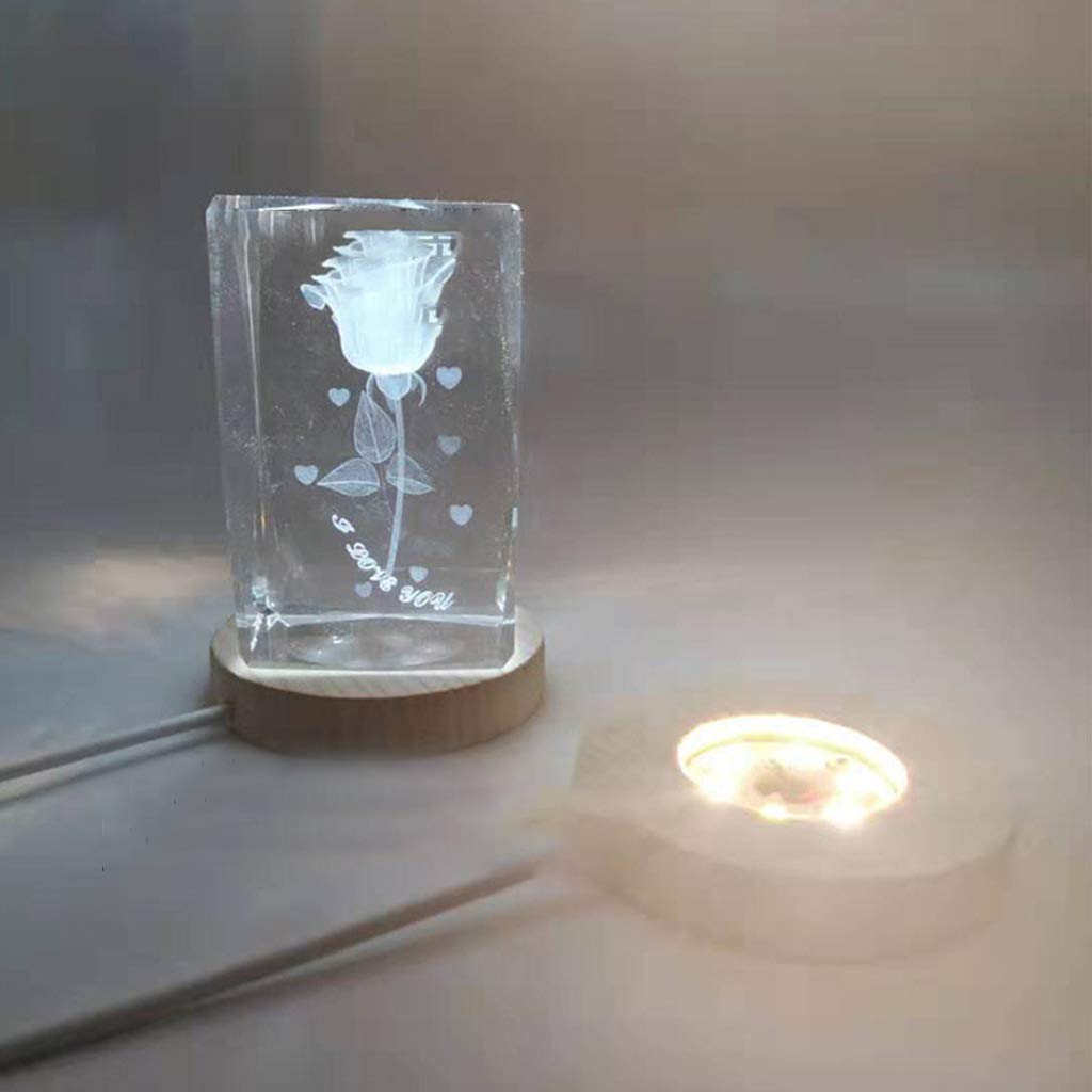 USB legno luce Base rotonda in legno luce LED Display Stand lampada Base 6cm 8cm