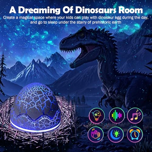 Image of XQBX Dinosaur Egg Galaxy Projector an Aurora Projector with Bluetooth Speaker & White Noise - Valentine's Gift for Her /Him, Room Decor, Soothing Sleep Aid Gifts for Teen Girls /Boys
