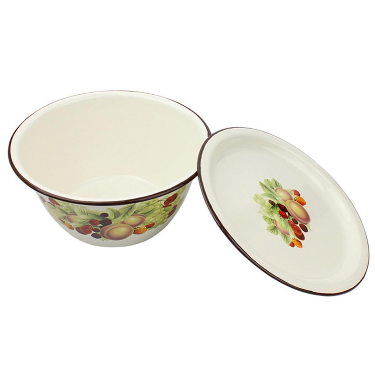 Cuenco de esmalte vintage con tapa de 3l para cocina multipropósito y mezclar huevos