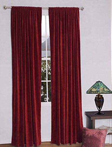 Fascination Royal 100% Thick Cotton Velvet Lined Curtain Rod Pocket (54''w X 84''h, CEMELIA)