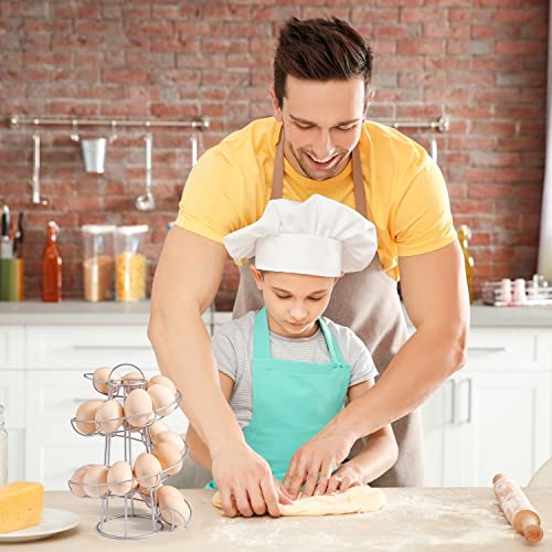 Flexzion Egg Skelter Modern Spiral Egg Holder Countertop (Medium Egg Display) - Freestanding Wired Countertop Egg Holder For Fresh Eggs, Dispenser Stand, Storage Rack For Kitchen, Silver #TOP6