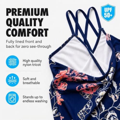 Image of Kanu Surf Girls' Reese UPF 50 Beach Sport Criss-Cross One Piece Swimsuit