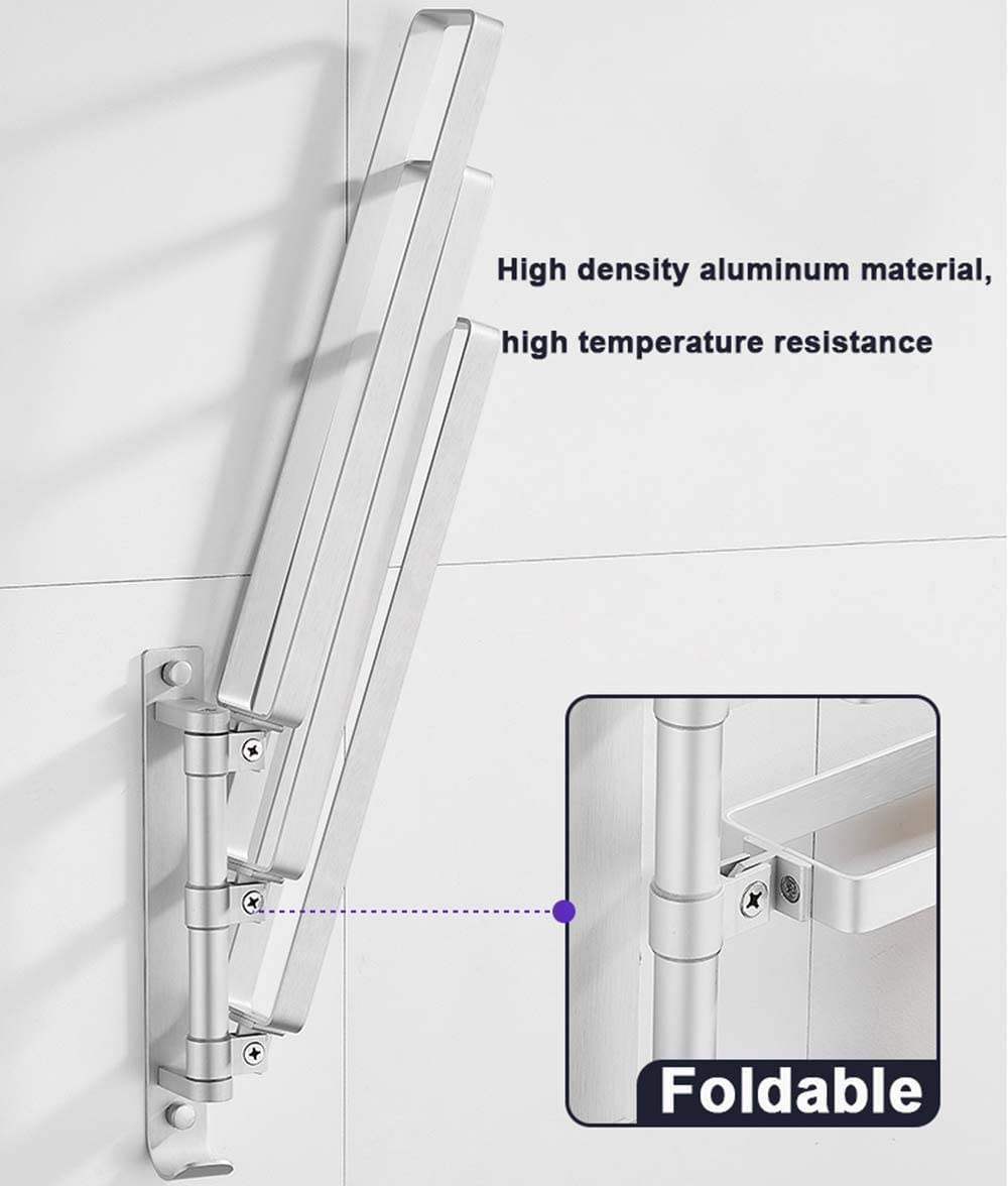 Rack Toallas Toallero De Mano Telescópico Giratorio, Aluminio 3 Brazos, Cocina para Baño Montado En La Pared Accesorios De Baño(Black)