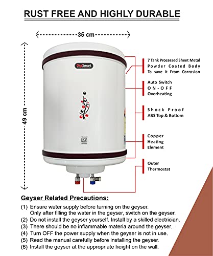 Image of DIGISMART 15L Storage Water Geyser Hotline | 2000W | BEE 5 Star Rated | Anti-Rust Metal Body | Heavy Duty ISI Heating Element | Adjustable Thermostat | Free Installation Kit | 3 Year Warranty | Ivory