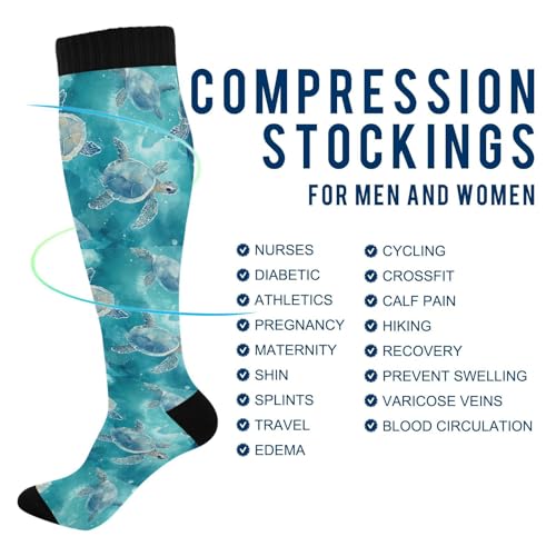 Image of Pigsaly Womens Compression Socks Yellow Stars Funny Brown Capybara Knee High Socks Athletic Tube Sock Outdoor Sport Socks