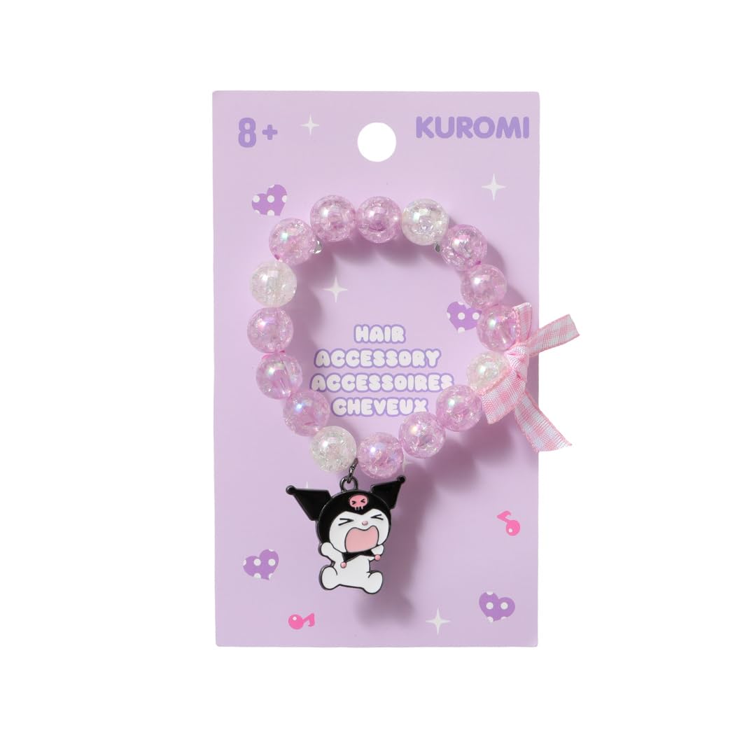 Sanrio Lisanslı Kuromi Boncuklu Fiyonk Detaylı Saç Lastiği