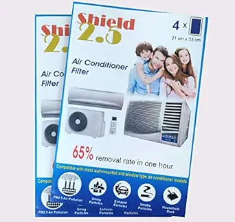 Shield 2.5 Anti Pollution Filter for converting AC into air Purifier (White, 4 Pieces) Pack of 2