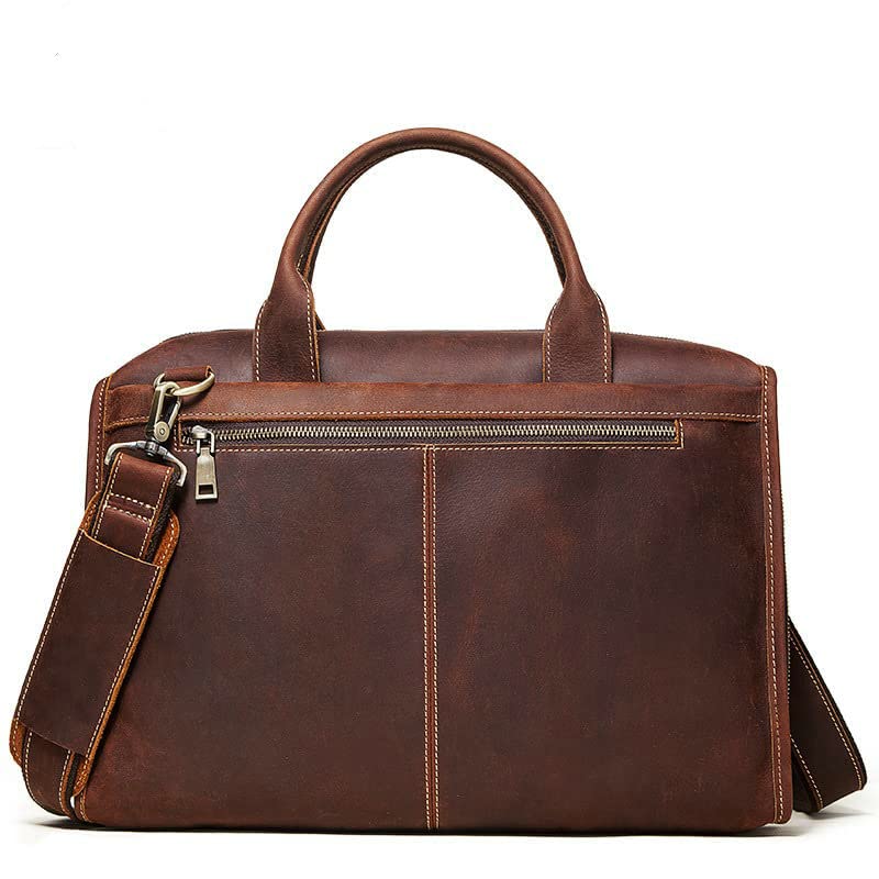 Genuine Leather Mens Business Bag Briefcase, Leather Multifunctional Messenger Bag Large Capacity Retro Mens Bag, Laptop Bag