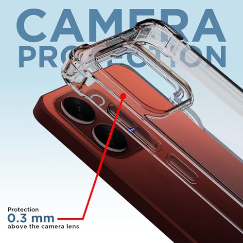 Image of Amazon Basics Back Cover for Vivo V70 5G PC + TPU Clear Transparent Raised Edges Shockproof Protective Phone Bumper Case (Transparent)