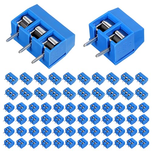 Borniers à vis pour circuit imprimé Lot de 70 connecteurs 2 et 3 broches pas 5mm 300V 10A pour câble