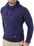 Huge Collar mit Kordelzug Reslad Herren Vintage Huge Collar Sweatshirt Pullover RS-3212 Navyblau M