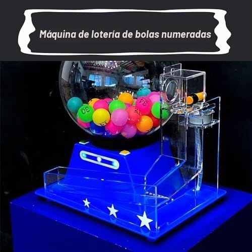Genérico Juego de Bingo de Lujo con Jaula, Máquina de Lotería Eléctrica, Incluye Bolas y Fichas, Ideal para Grupos Grandes y Fiestas