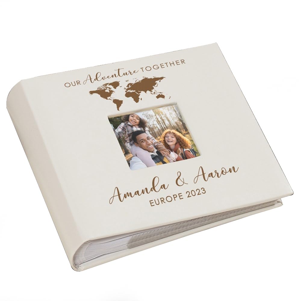 Personalized Photo Album, Custom Engraved Picture Album, Holds 200 4" x 6" Photos, Leatherette and Laser Engraved Scrapbook, Adventure Together