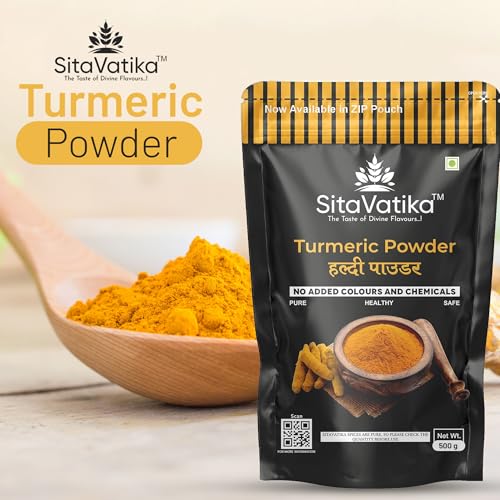 Image of Sitavatika Pure Turmeric Powder 500gm No Added Colours and Chemical Rich Tasty and Healthy Golden Spices Haldi