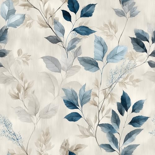 Alzkkll Soft Watercolor Leaf Branch Wallpaper Peel and Stick Removable 17.7" x 118.11" Delicate Neutral Tones Botanical Wall Paper Self Adhesive for Classroom Bedroom Laundry Room Bathroom