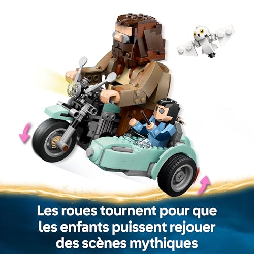 LEGO Harry Potter La Balade en Moto de Hagrid et Harry - Jouet de Construction & Décoration - Side-Car & Minifigurine d'Hedwige la Chouette - Cadeau Magique pour Fille ou Garçon dès 9 Ans 76443